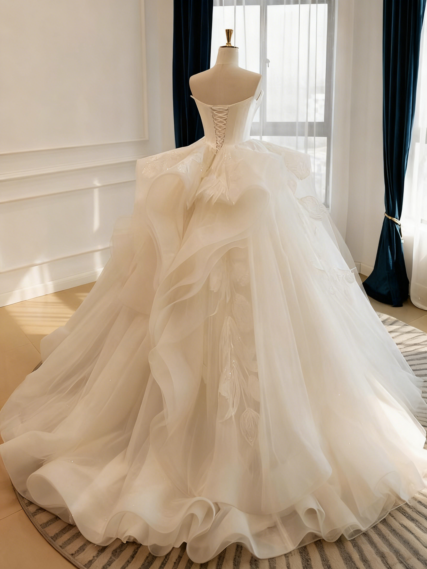 Robe de mariée beauté A-Line, décolleté en cœur, plissée, D3302