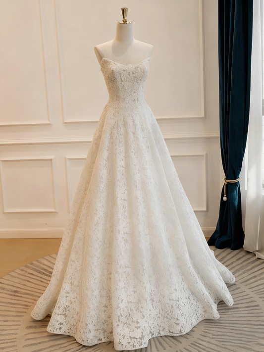 Beauty Brautkleid A-Linie Herzausschnitt Plissee Brautkleid D3302