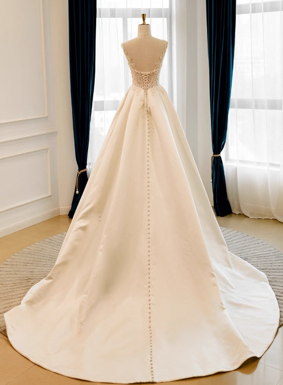 Beauty Brautkleid A-Linie Herzausschnitt Plissee Brautkleid D3302