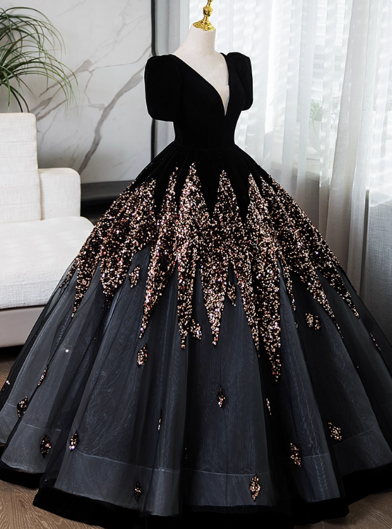 Gorgeous Prom Dress V-neck Pleated Ball Gown Sweet 16 Dress Evening Dress     D3844