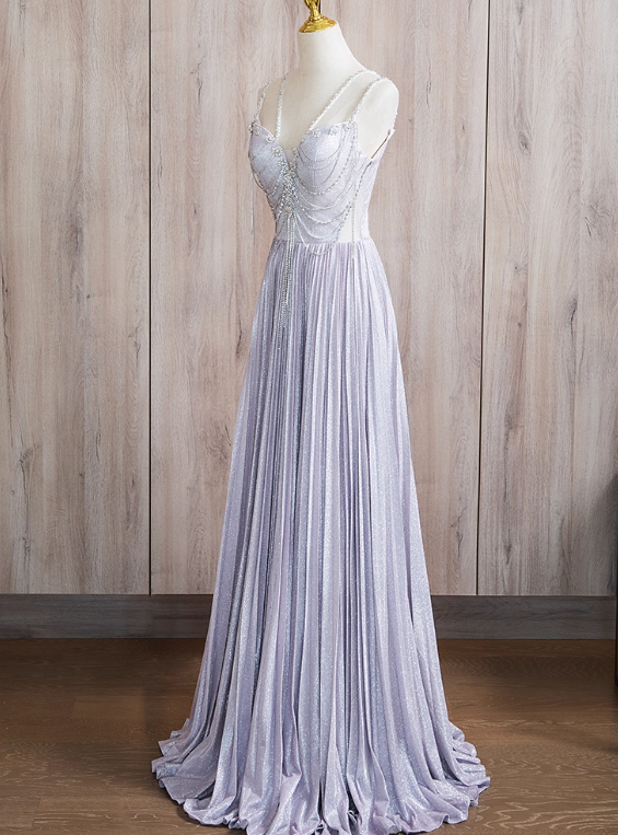 Pretty Prom Dress Spaghetti Straps Pleated Evening Dress Gala Dress Birthday Outfits   D3845