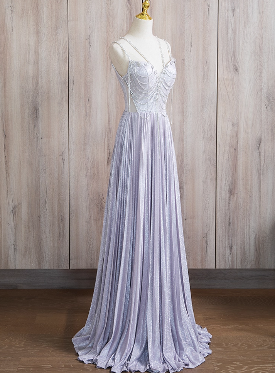 Pretty Prom Dress Spaghetti Straps Pleated Evening Dress Gala Dress Birthday Outfits   D3845