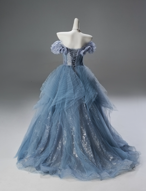 Popular Prom Dress Off Shoulder Pleated Tulle Ball Gown Sweet 16 Dress Evening Dress     D3850