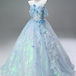 Shiny Prom Dress Off Shoulder Pleated Ruffle Ball Gown Quinceanera Dress Evening Dress     D3851