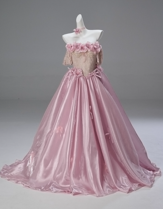 Pretty Prom Dress Pink Off Shoulder Pleated Ball Gown Quinceanera Dress Evening Dress     D3852
