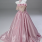 Pretty Prom Dress Pink Off Shoulder Pleated Ball Gown Quinceanera Dress Evening Dress     D3852