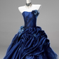 Gorgeous Prom Dress Dark Blue Strapless Pleated Ball Gown Quinceanera Dress Evening Dress     D3853