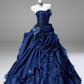 Gorgeous Prom Dress Dark Blue Strapless Pleated Ball Gown Quinceanera Dress Evening Dress     D3853