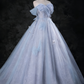 Elegant Prom Dress Off Shoulder Pleated Tulle Ball Gown Evening Dress Sweet 16 Dress     D3855