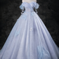 Elegant Prom Dress Off Shoulder Pleated Tulle Ball Gown Evening Dress Sweet 16 Dress     D3855