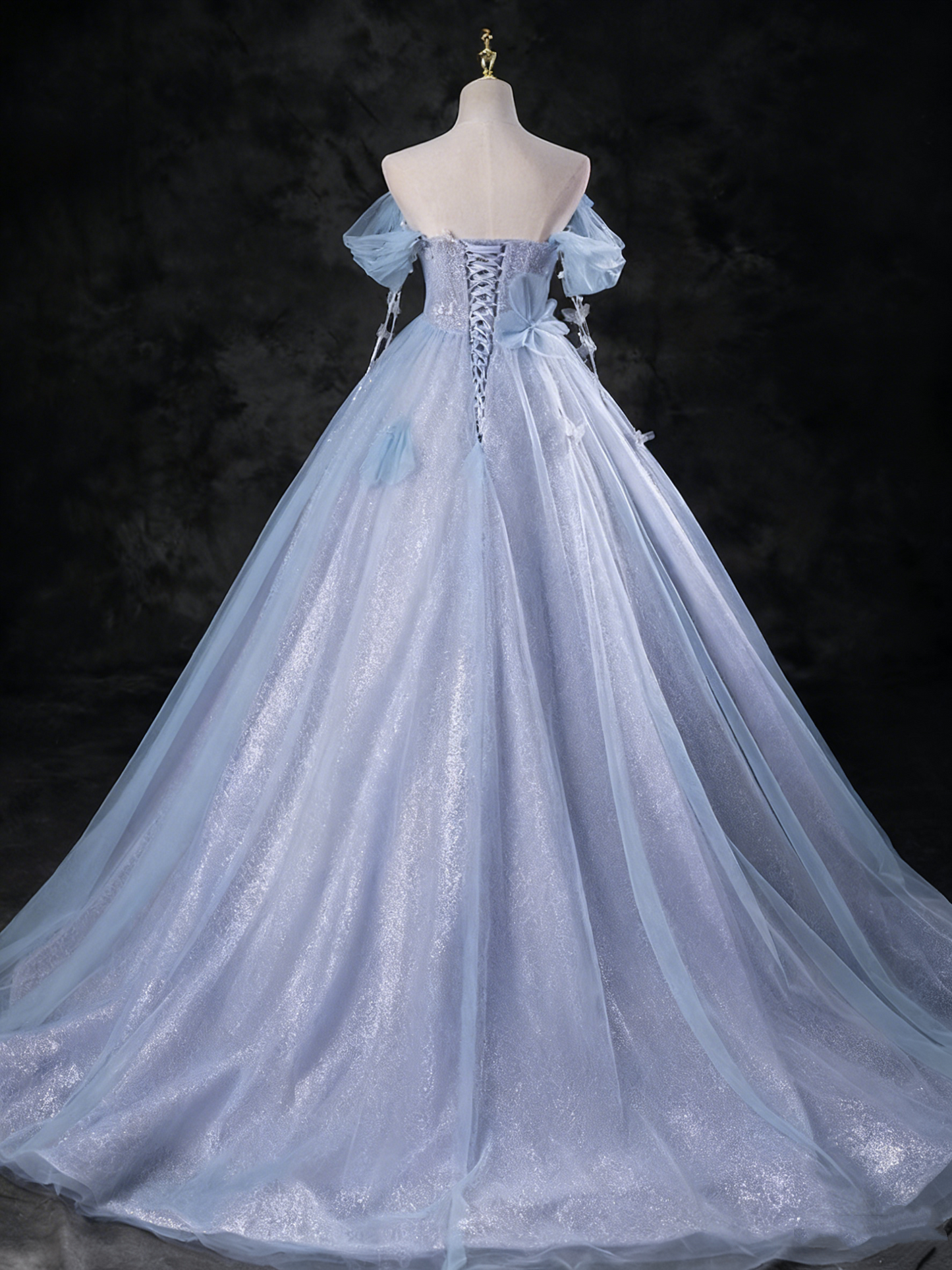 Elegant Prom Dress Off Shoulder Pleated Tulle Ball Gown Evening Dress Sweet 16 Dress     D3855