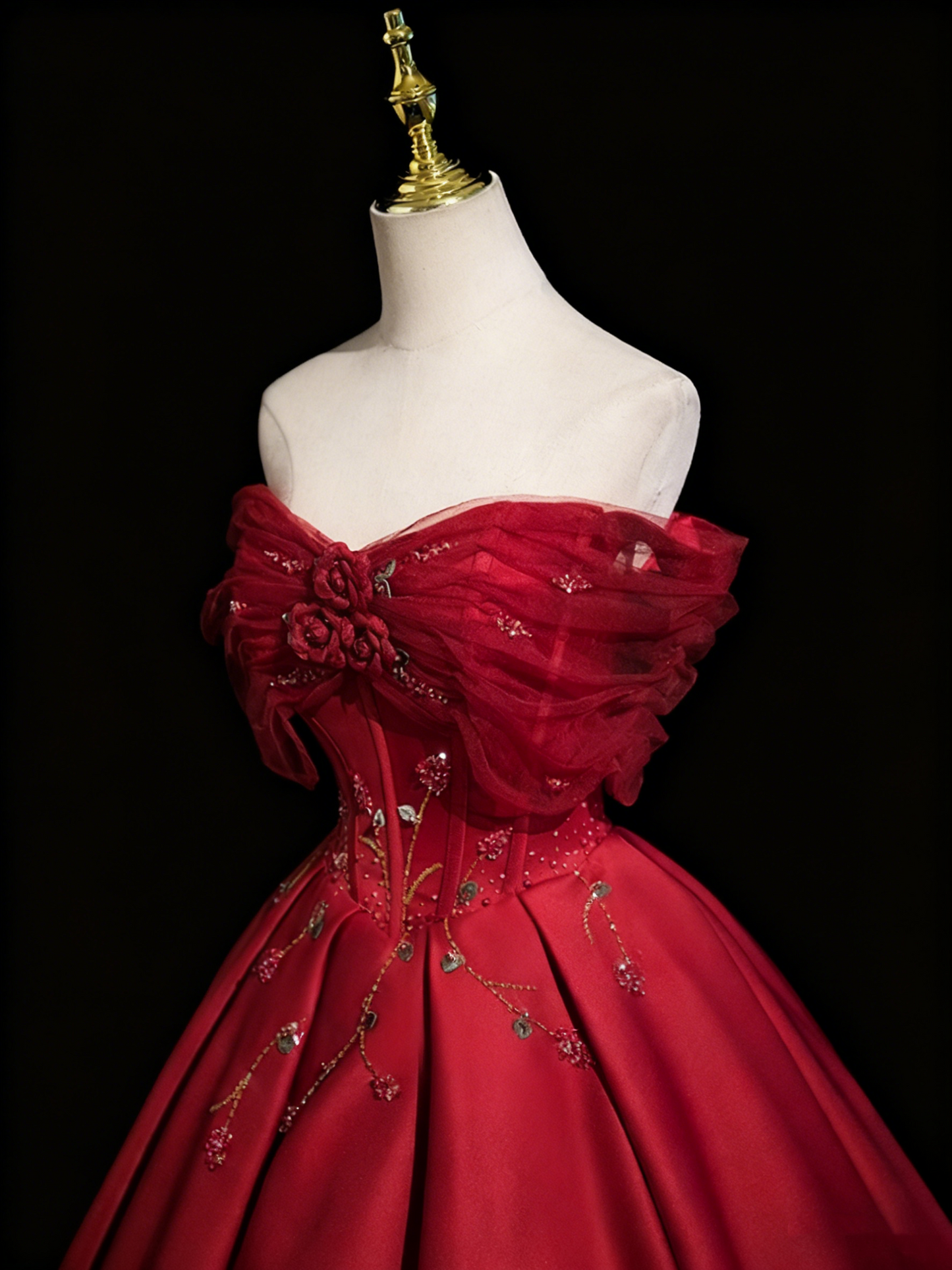 Stunning Prom Dress Off Shoulder Pleated Ball Gown Evening Dress Quinceanera Dress    D3856