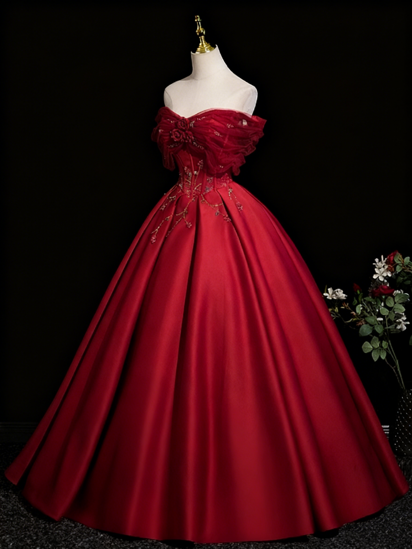 Stunning Prom Dress Off Shoulder Pleated Ball Gown Evening Dress Quinceanera Dress    D3856