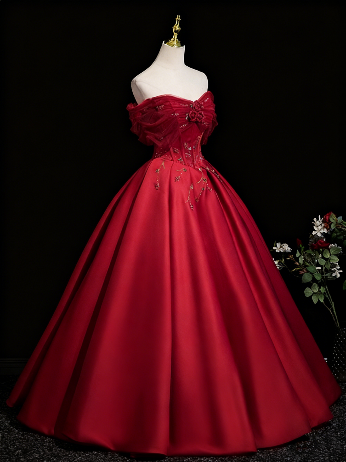 Stunning Prom Dress Off Shoulder Pleated Ball Gown Evening Dress Quinceanera Dress    D3856