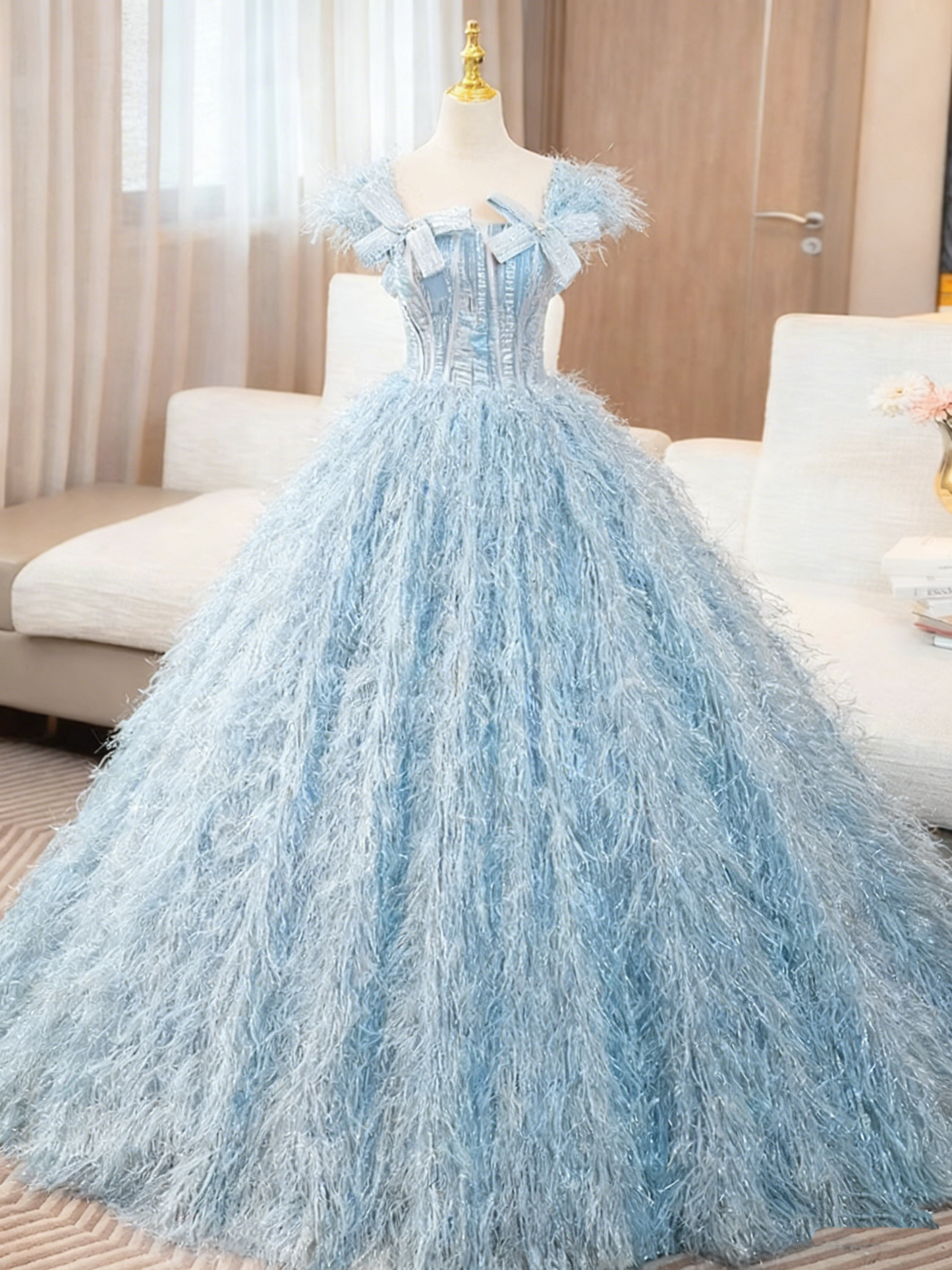 Pretty Prom Dress Square Neck Ball Gown Evening Dress Quinceanera Dress    D3857