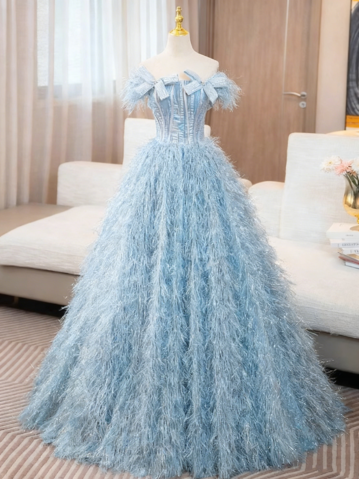 Pretty Prom Dress Square Neck Ball Gown Evening Dress Quinceanera Dress    D3857