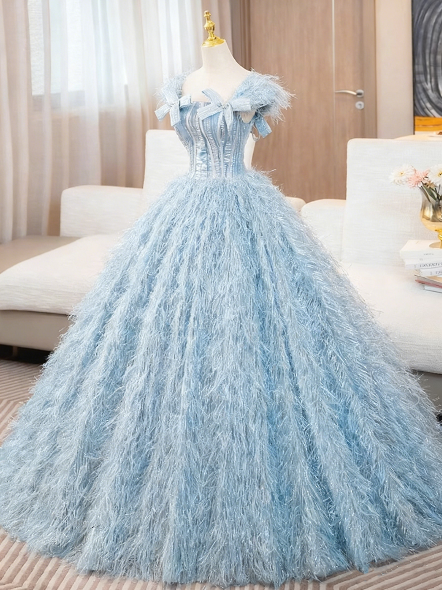 Pretty Prom Dress Square Neck Ball Gown Evening Dress Quinceanera Dress    D3857