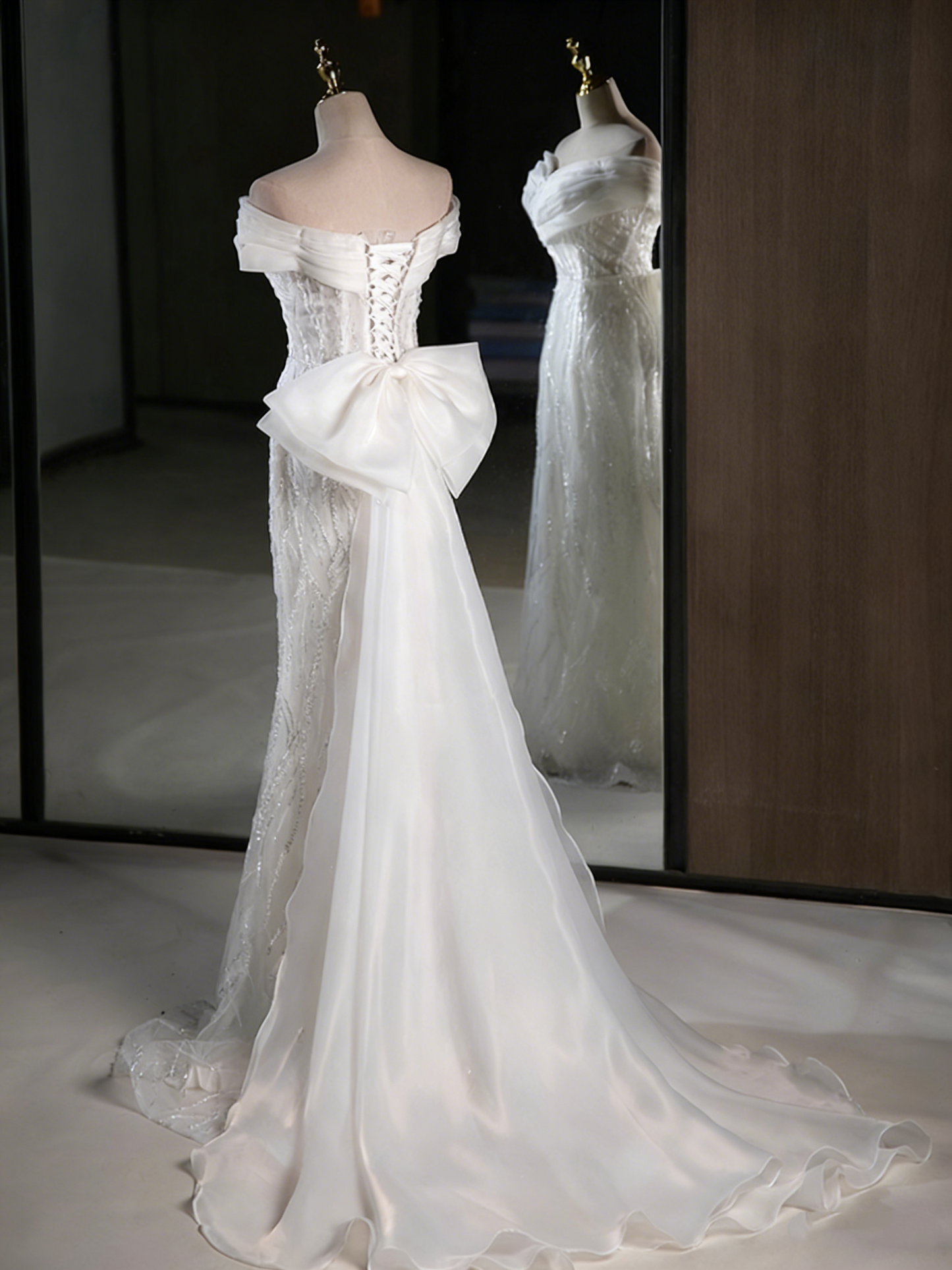 Elegant Prom Dress Off Shoulder Tulle Mermaid Evening Dress Gala Dress   D3858