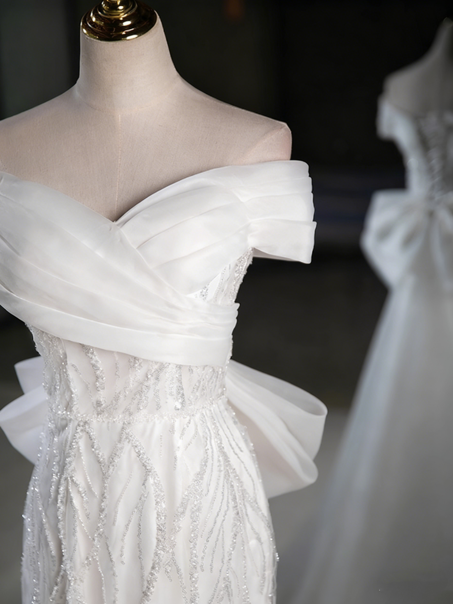 Elegant Prom Dress Off Shoulder Tulle Mermaid Evening Dress Gala Dress   D3858