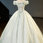 New Design Prom Dress Off Shoulder Pleated Ball Gown Evening Dress Sweet 16 Dress    D3859