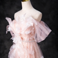 Pretty Prom Dress Off Shoulder Pleated Tulle Evening Dress Gala Dress Birthday Outfits    D3860
