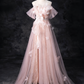 Pretty Prom Dress Off Shoulder Pleated Tulle Evening Dress Gala Dress Birthday Outfits    D3860