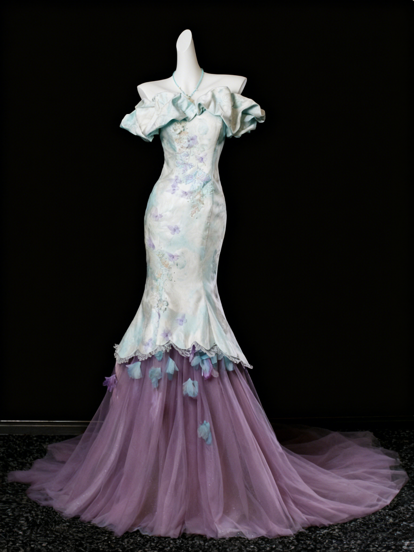 New Aarrival Prom Dress Off Shoulder Tulle Mermaid Evening Dress Birthday Outfits   D3861