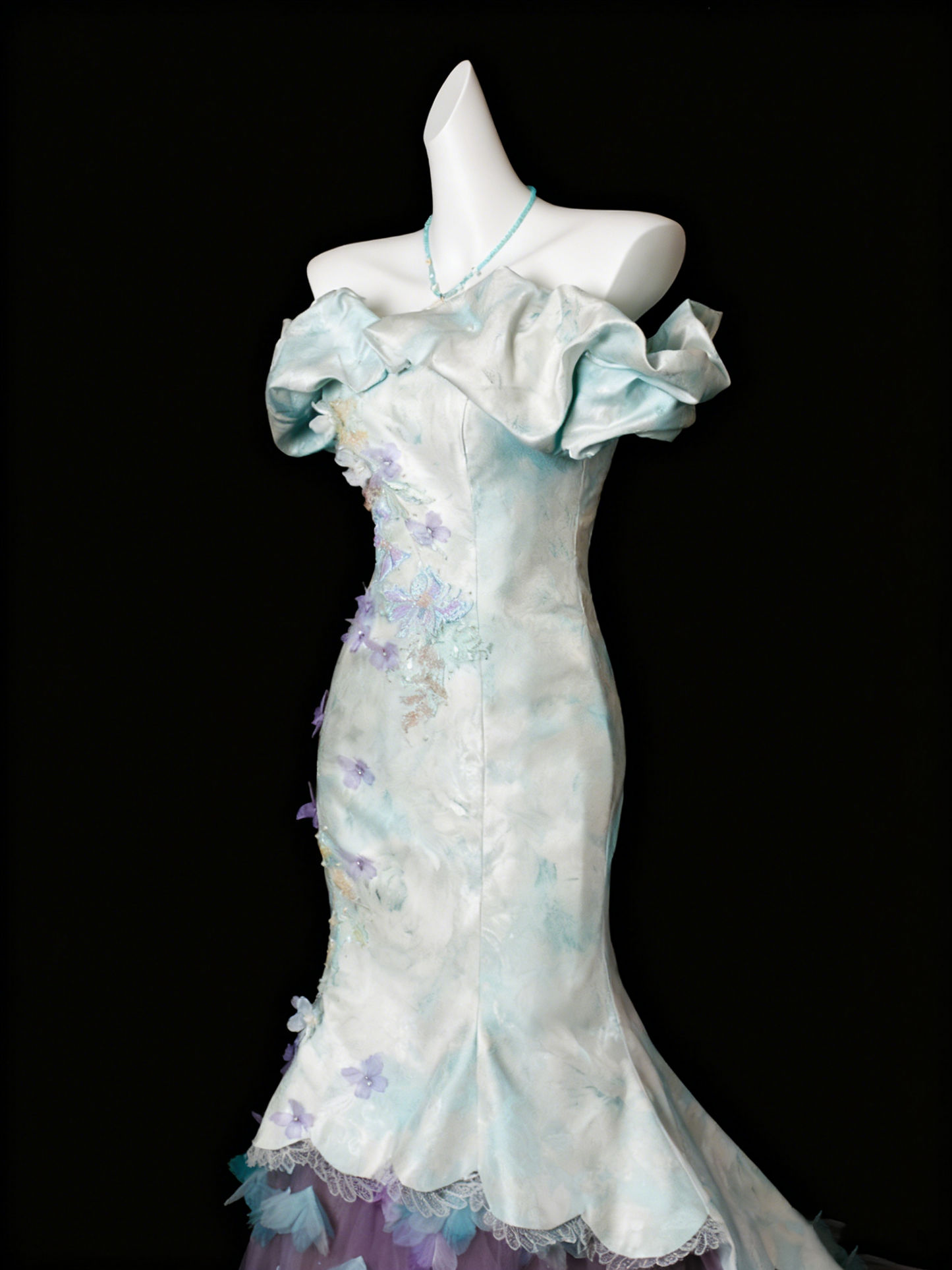 New Aarrival Prom Dress Off Shoulder Tulle Mermaid Evening Dress Birthday Outfits   D3861