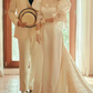 Vintage Wedding Dress Crew Neck Lace Pleated Wedding Dress  D3862