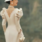 Retro Wedding Dress V-neck Pleated Wedding Dress  D3863