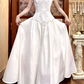 Retro Wedding Dress Crew Neck Short Sleeves Wedding Dress  D3867
