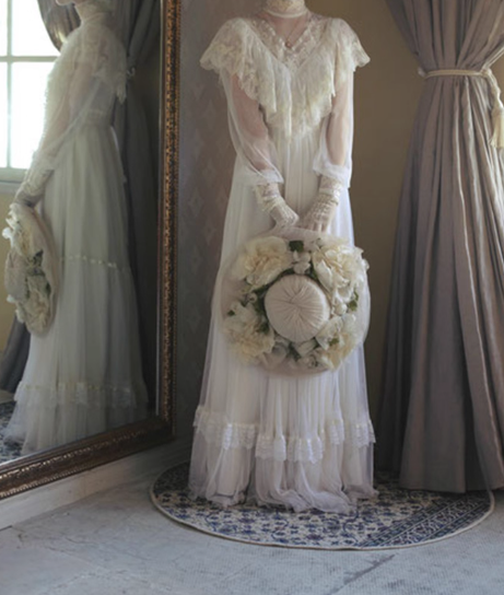 Vintage Wedding Dress High Collar Tulle Wedding Dress  D3868