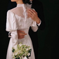 Retro Wedding Dress High Collar Pleated Wedding Dresss  D3869
