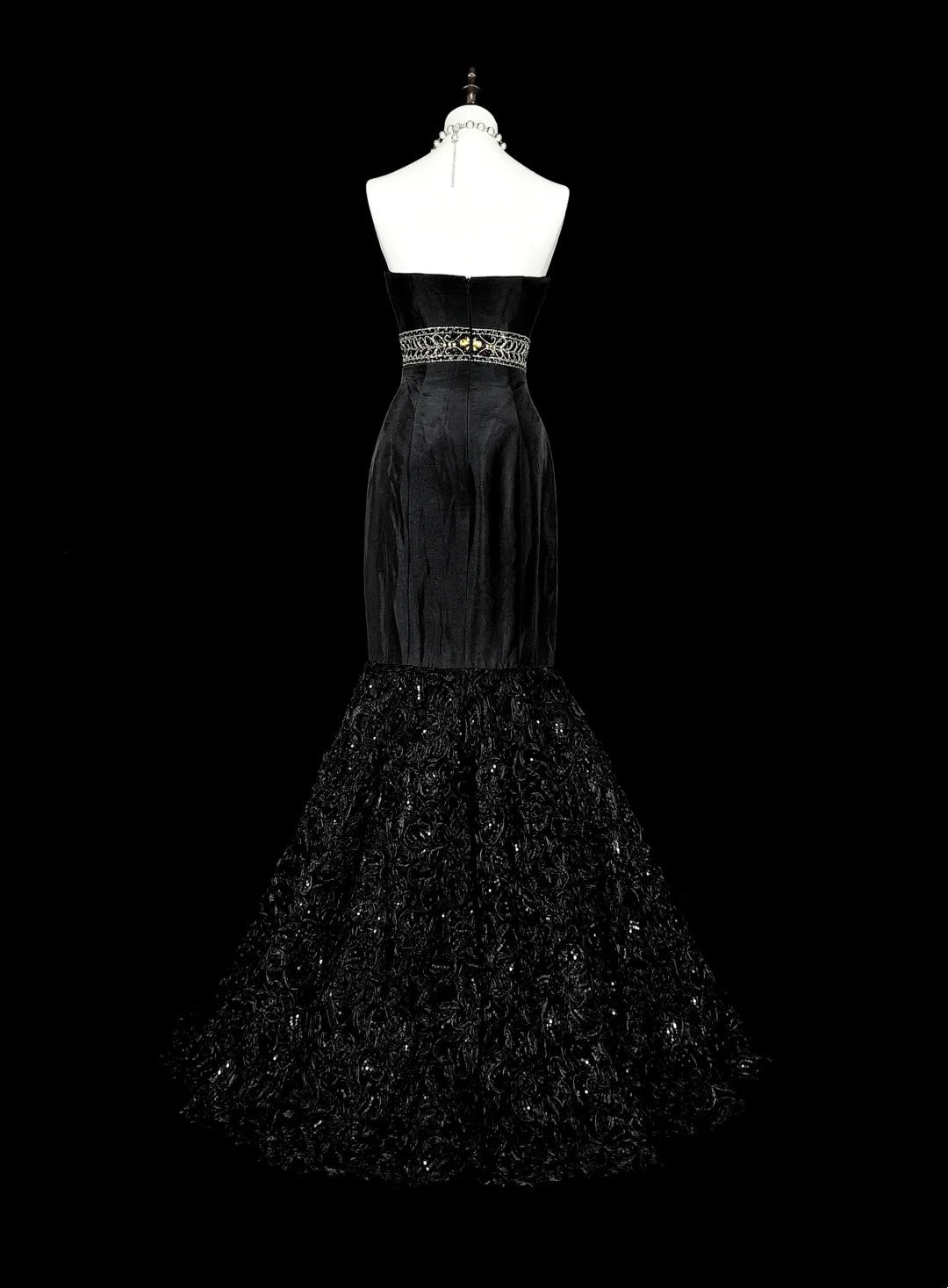 Beauty Prom Dress Black Strapless Pleated Mermaid Evening Dress Gala Dress   D3870