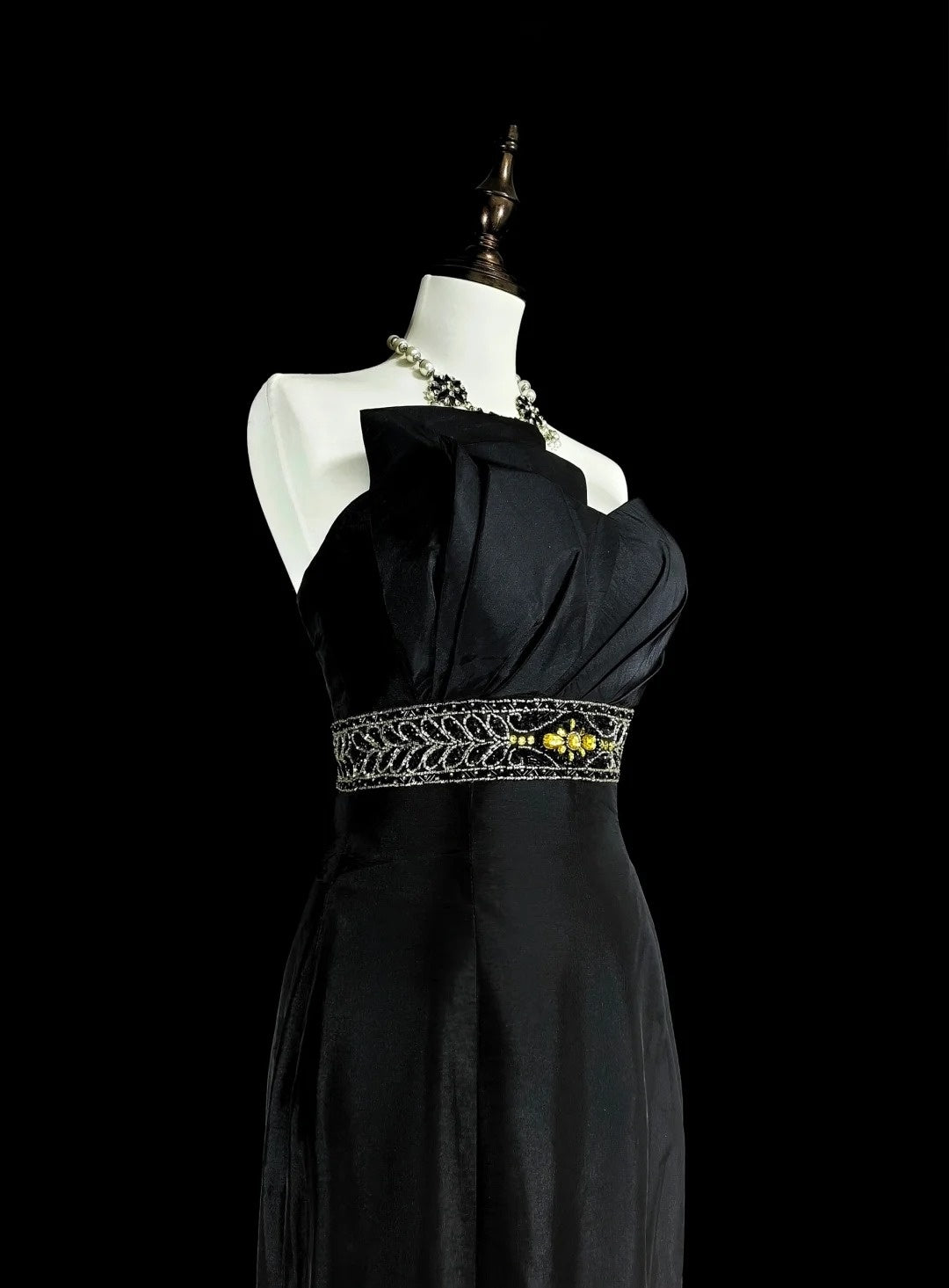 Beauty Prom Dress Black Strapless Pleated Mermaid Evening Dress Gala Dress   D3870