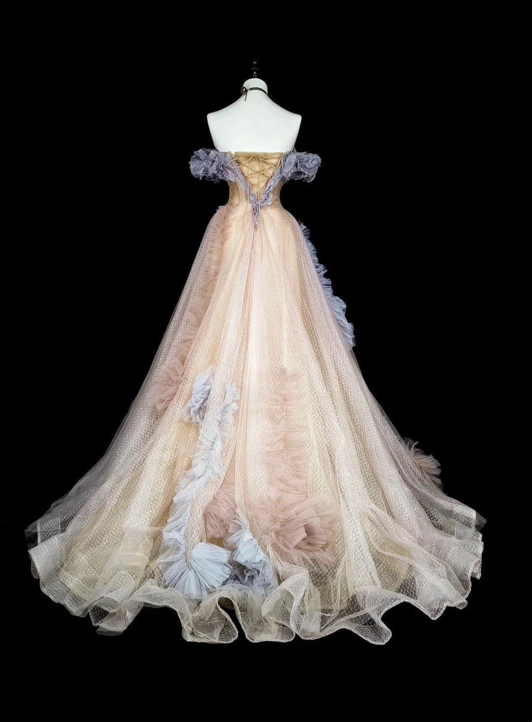 Elegant Prom Dress A Line Off Shoulder Pleated Tulle Evening Dress Gala Dress   D3871