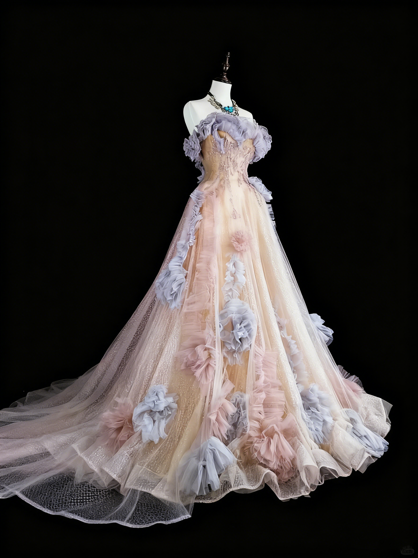 Elegant Prom Dress A Line Off Shoulder Pleated Tulle Evening Dress Gala Dress   D3871