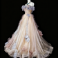 Elegant Prom Dress A Line Off Shoulder Pleated Tulle Evening Dress Gala Dress   D3871
