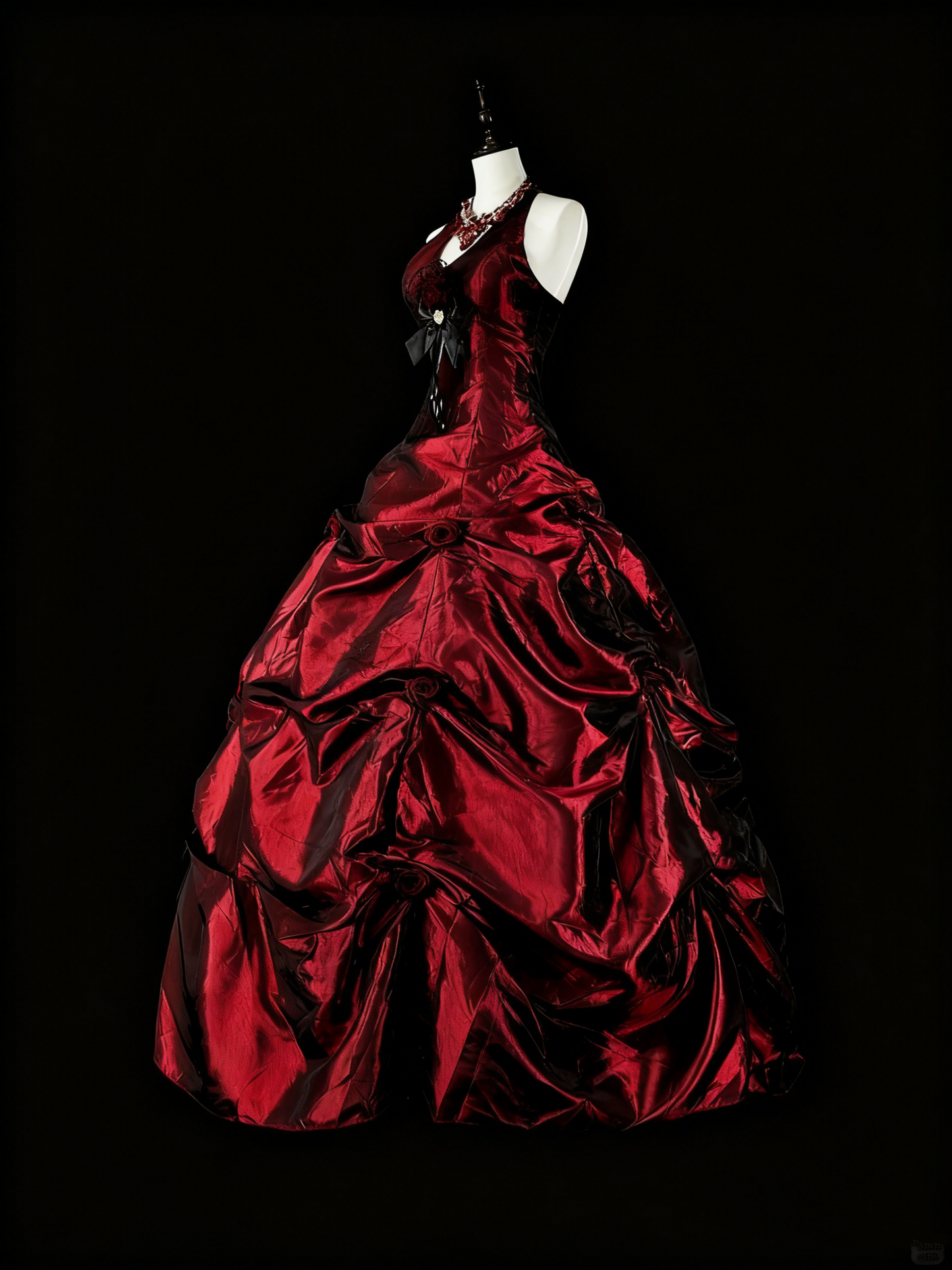 Stunning Prom Dress Wine Red Halter Pleated Ball Gown Evening Dress Quinceanera Outfits   D3875