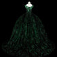 Gorgeous Prom Dress Dark Green Square Neck Pleated Tulle Ball Gown Evening Dress Quinceanera Outfits   D3877