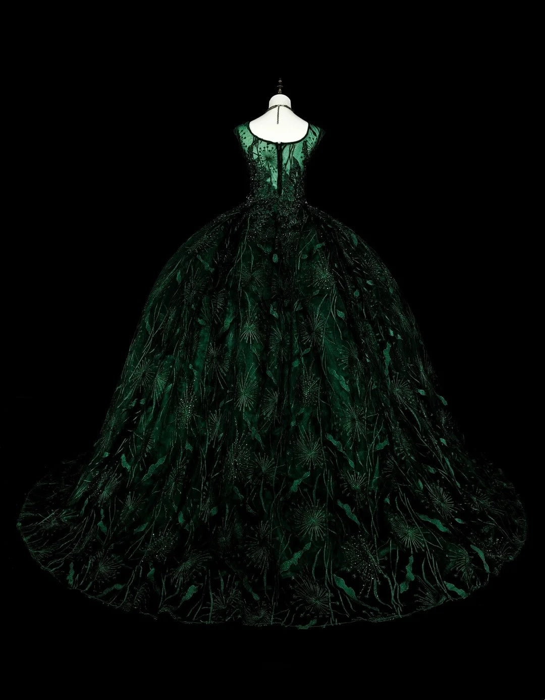 Gorgeous Prom Dress Dark Green Square Neck Pleated Tulle Ball Gown Evening Dress Quinceanera Outfits   D3877
