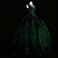 Gorgeous Prom Dress Dark Green Square Neck Pleated Tulle Ball Gown Evening Dress Quinceanera Outfits   D3877