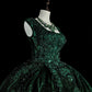 Gorgeous Prom Dress Dark Green Square Neck Pleated Tulle Ball Gown Evening Dress Quinceanera Outfits   D3877