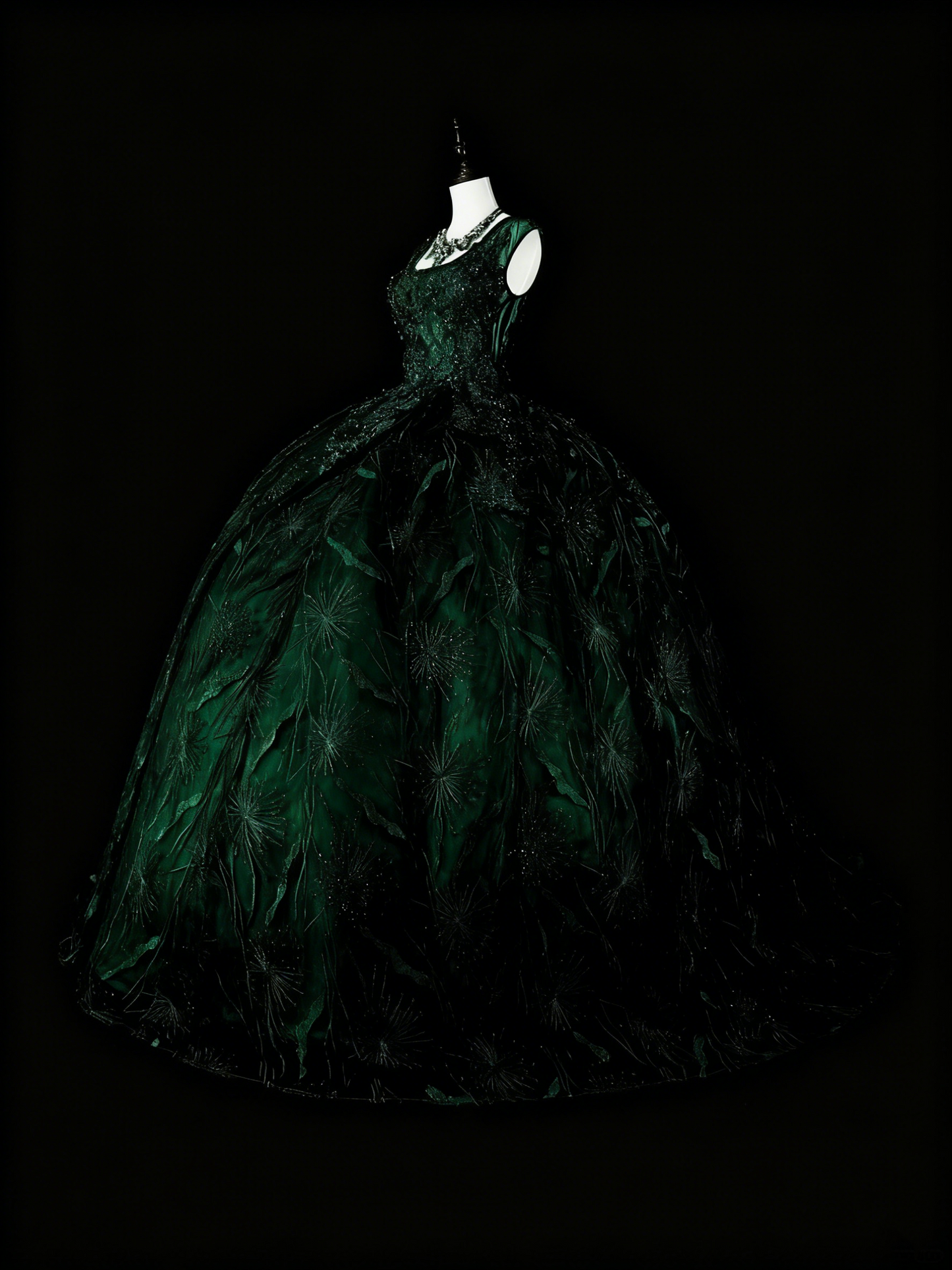 Gorgeous Prom Dress Dark Green Square Neck Pleated Tulle Ball Gown Evening Dress Quinceanera Outfits   D3877