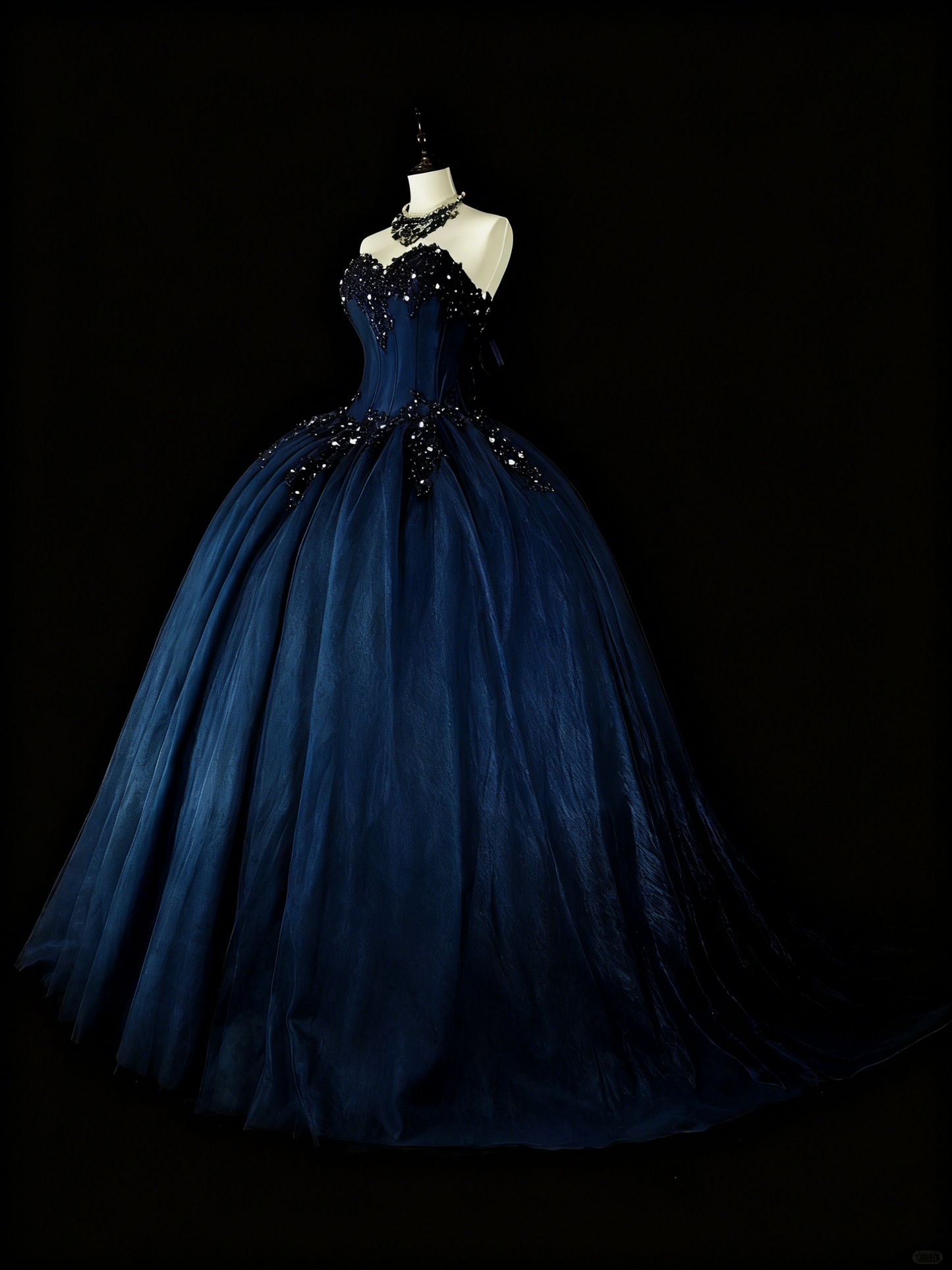 Charming Prom Dress Dark Blue Sweetheart Pleated Ball Gown Evening Dress Sweet 16 Outfits    D3879