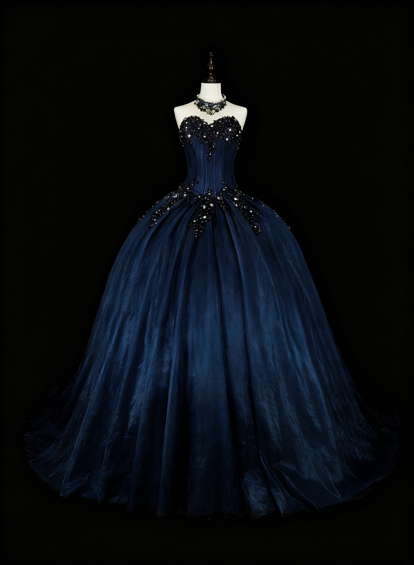Charming Prom Dress Dark Blue Sweetheart Pleated Ball Gown Evening Dress Sweet 16 Outfits    D3879