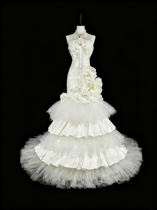Robe de mariée beauté A-Line, décolleté en cœur, plissée, D3302