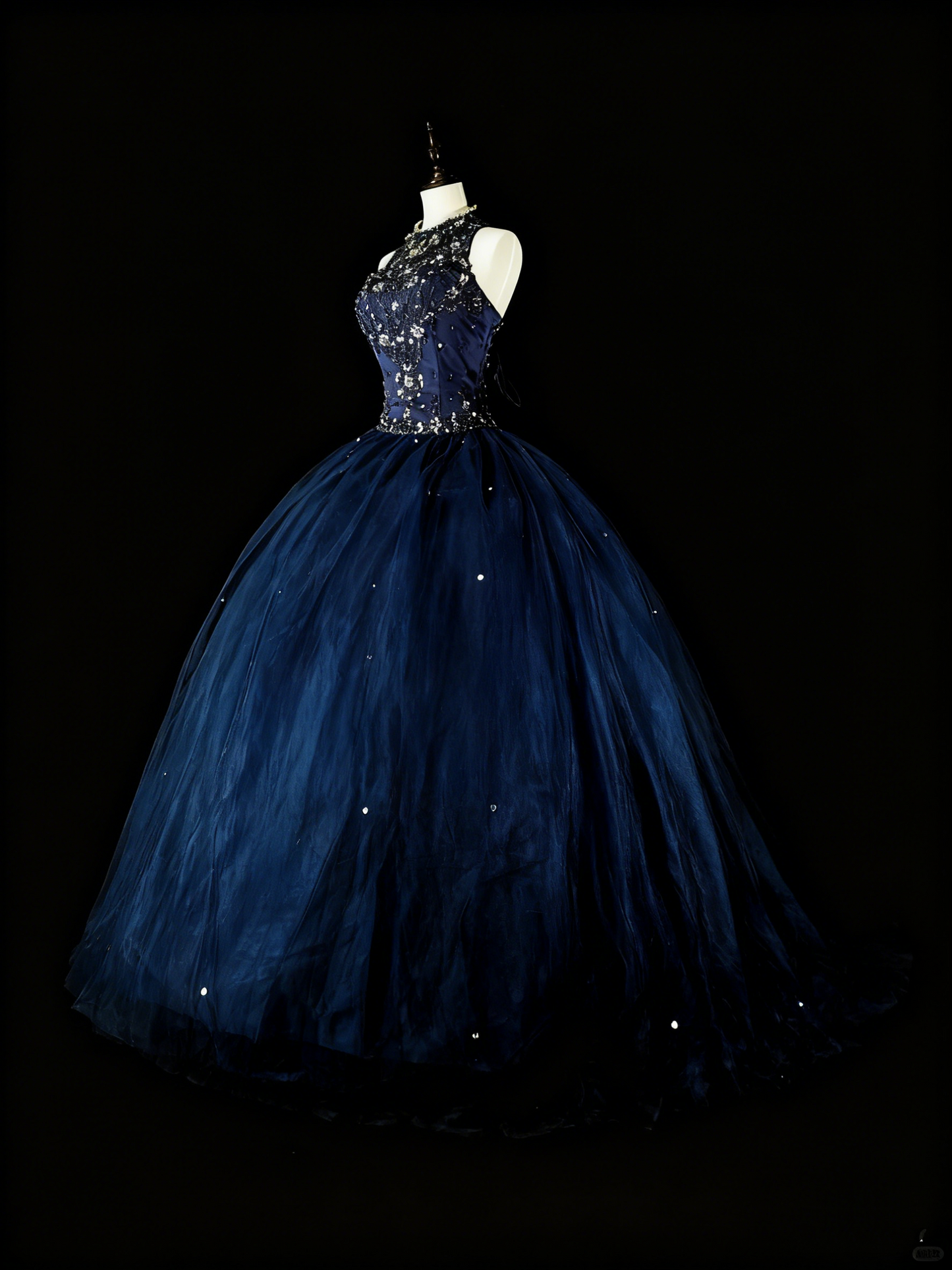 Gorgeous Prom Dress Dark Blue Backless Tulle Ball Gown Evening Dress Birthday Dress    D3882
