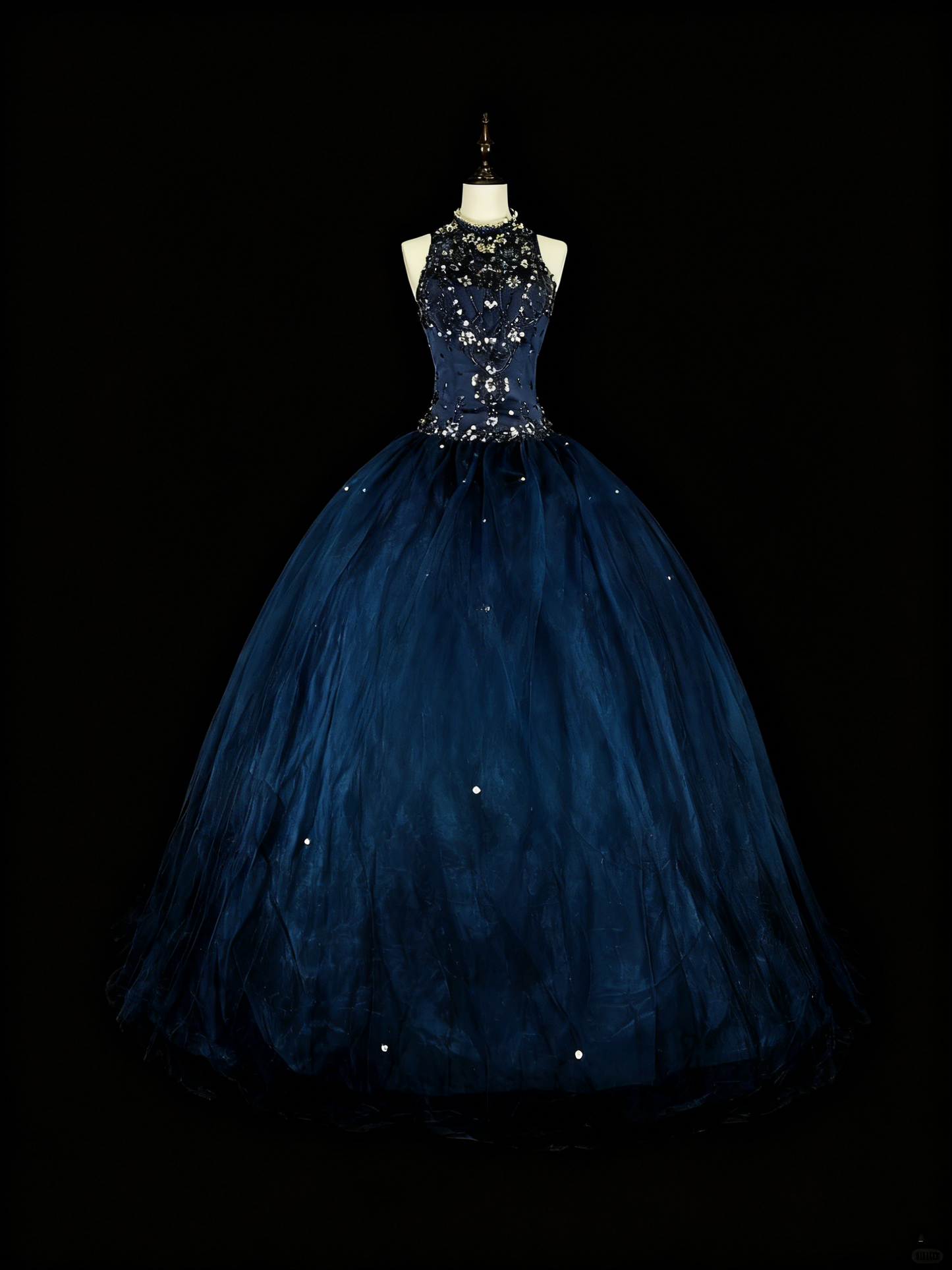 Gorgeous Prom Dress Dark Blue Backless Tulle Ball Gown Evening Dress Birthday Dress    D3882