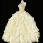 Shiny Prom Dress Strapless Tulle Tiered Ball Gown Quinceanera Dress Evening Dress   D3885